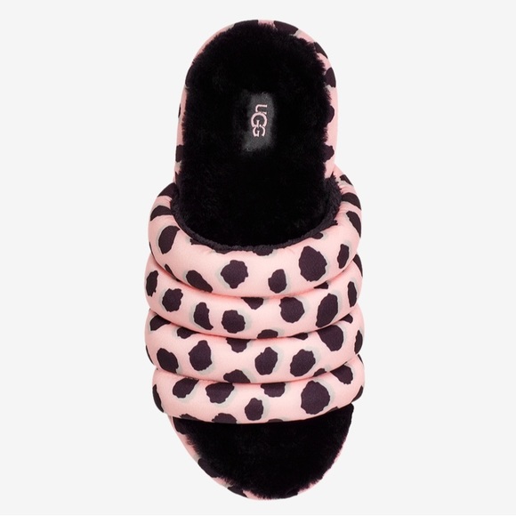 NWT UGG PINK LEOPARD PUFF SLIDES - Picture 3 of 5